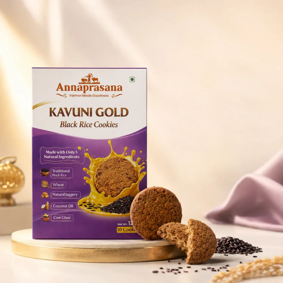 Annaprasana Karuppu Kavuni black rice cookies