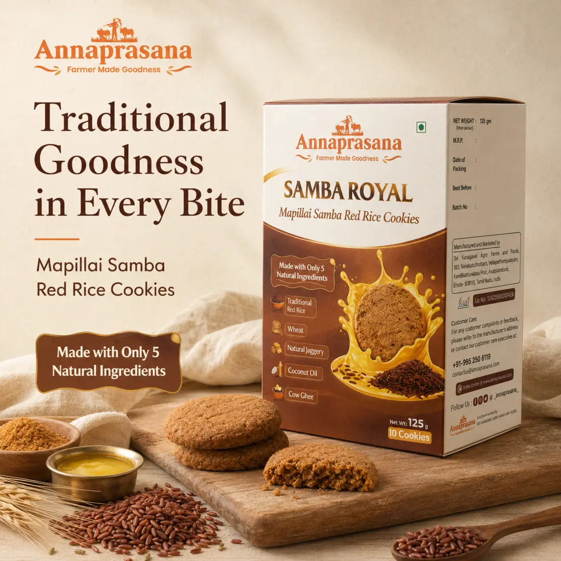 Annaprasana Mapillai Samba red rice cookies